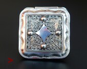 1878 Antique European Dutch square Sterling Silver Vanity Pill Snuff Box 38gr
