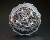 1899 Antique European Dutch round Sterling Silver Vanity Pill Snuff Box 36gr