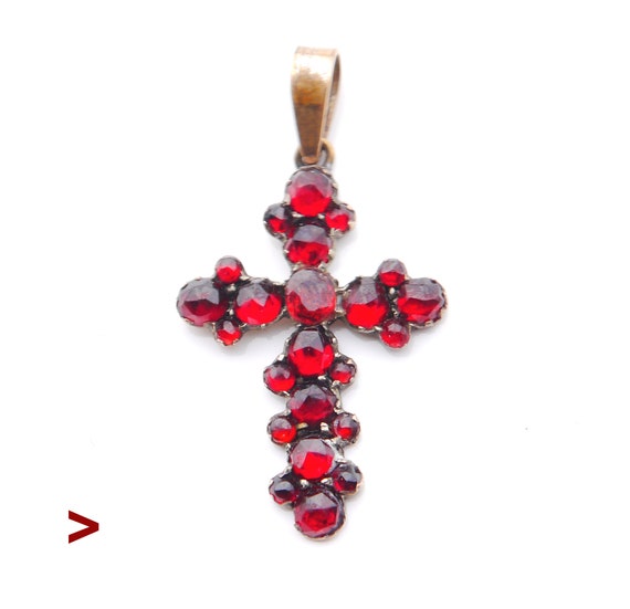 Antique Bohemian Garnet Bohemian Cross Crucifix Ga