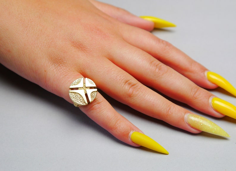 Antique Little Finger Cross Ring Solid 14K Gold Ø Etsy