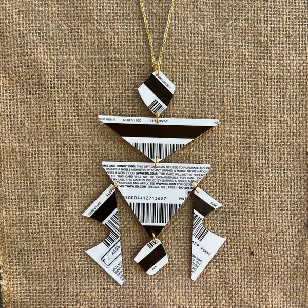 Handmade Necklace/Ornament from Salvaged/Repurposed/Upcycled Gift Cards (reversible)