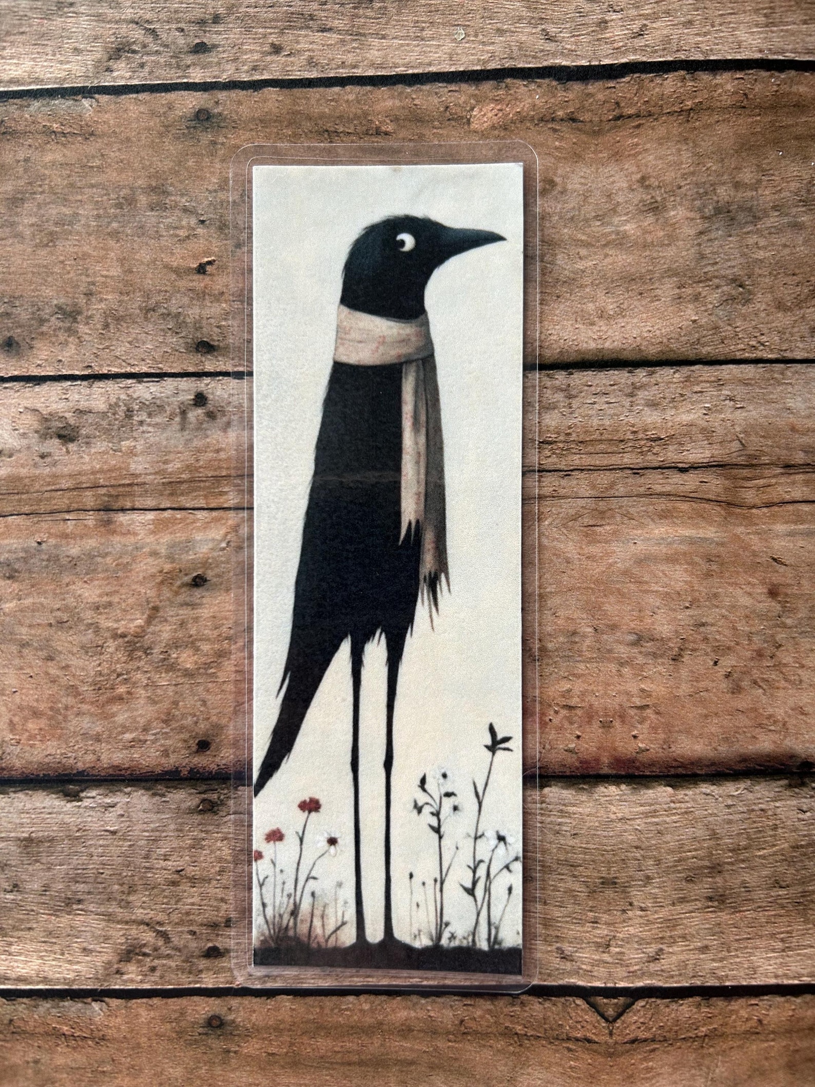 Cute Whimsical Crow Laminated Bookmark - Book Lover Gift - Bookmark ...