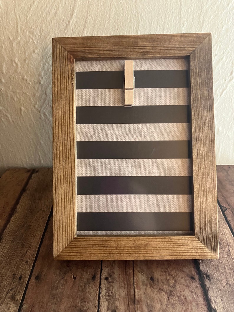 Hand Stained Box Picture Frame With Clothes Pin Holder Etsy