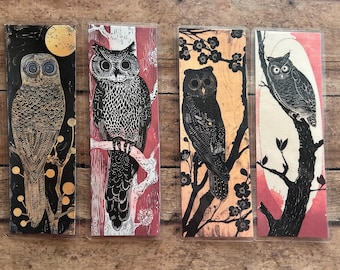 Gothic whimsical owl laminated bookmark - book lover gift - bookmark - owl lover gift - bookish gifts - book club gifts