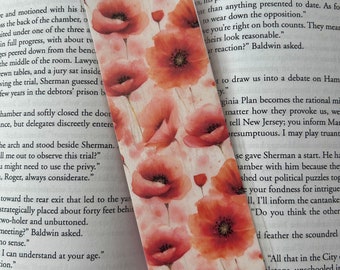Red poppies double sided laminated bookmark - book lover gift - bookmark  - nature lover gift - plant lover
