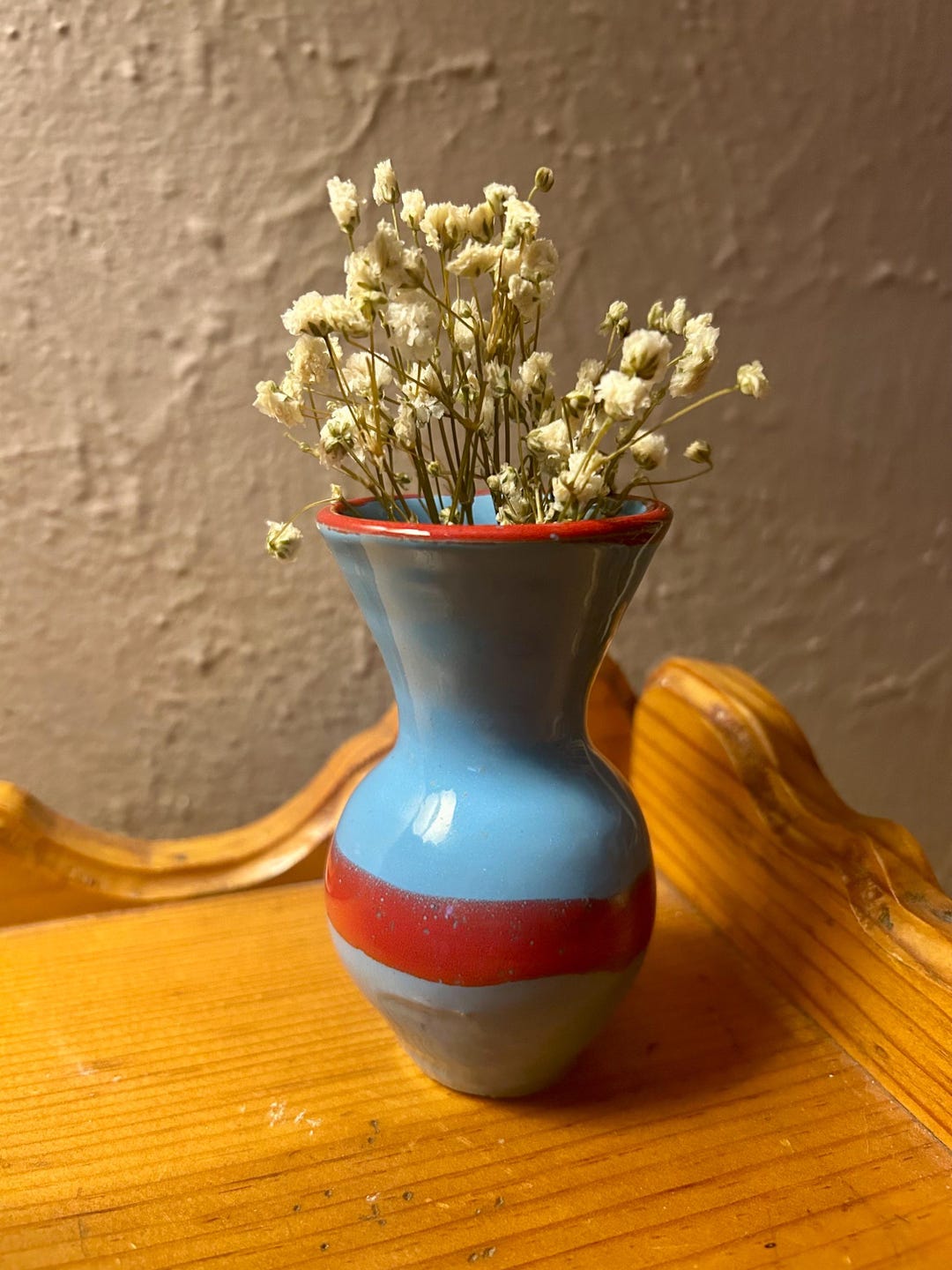 Vintage Studio Pottery Blue and Red Bud Vase Made in Italy - Etsy