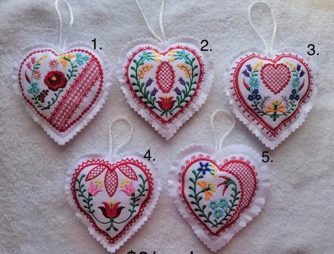 Hungarian Embroidery Kalocsa Matyo Heart Ornament Pincushion - Etsy