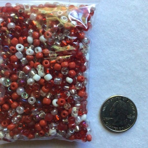Wholesale 100g 6/0 4mm Glass Seed Beads Red Love  Mix Lot Waist Craft Jewelry 1000pcs Bulk Art