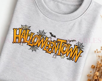 HalloweenTown PNG, Spooky Halloween Sublimation Design, Ghost Bat Spiderweb T-Shirt PNG, Halloween Digital Download