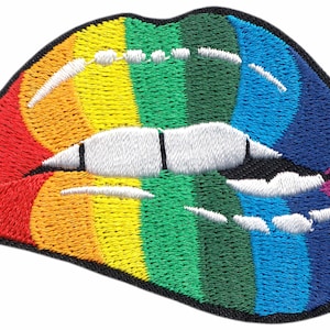 Patch - Rainbow Biting Lips - Gay Pride Rocky Horror LGBTQ+
