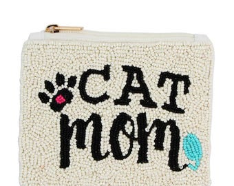 Portmonetka z koralików nasiennych Cat Mom