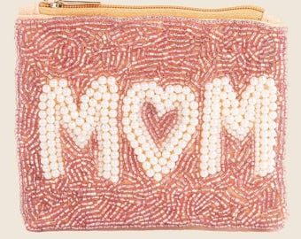 Pearl And Seeded Mom Coin Purse: MULTI
