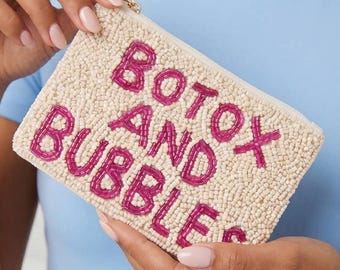 Botox And Bubbles Beaded Coin Pouch: MULTI