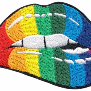 Patch - Rainbow Biting Lips - Gay Pride Rocky Horror LGBTQ+