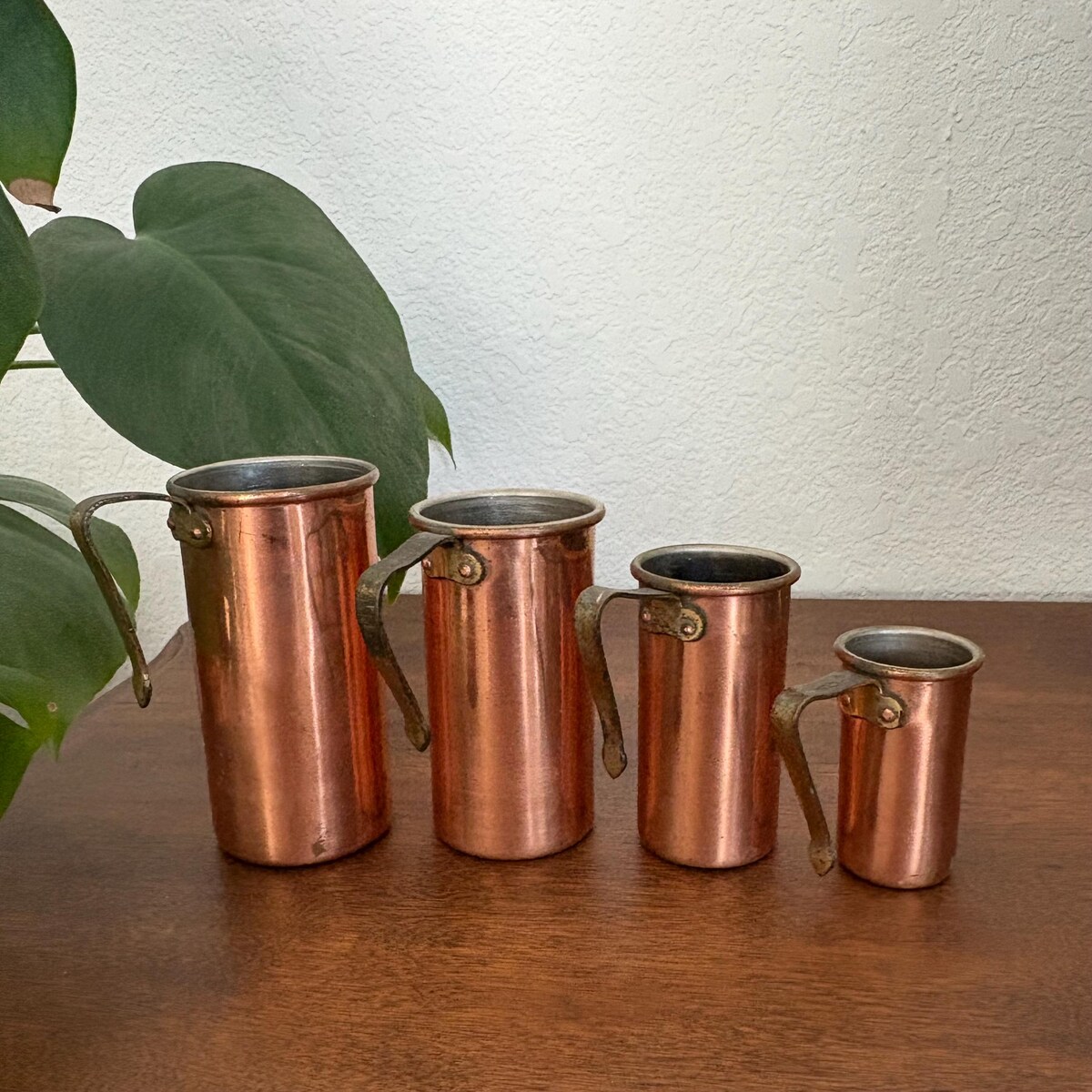 Vintage Copper Measuring Cups W/brass Handles - Etsy