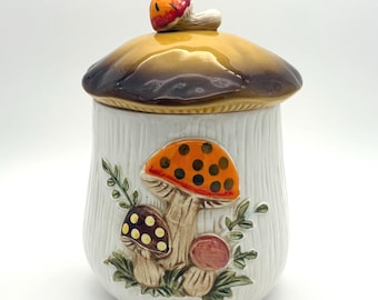 Large Merry Mushroom Canister, Made in Japan, Grandmacore