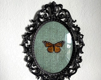 Vintage Italian Butterfly Wall Art, Bubble Glass, Made in Italy