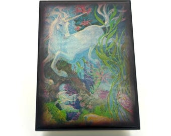 Vintage Unicorn & Mermaid Music / Jewelry Box , Song "My Way"