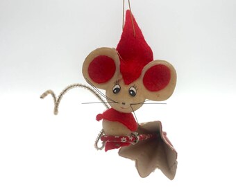 Vintage Mouse with Red Umbrella Ornament