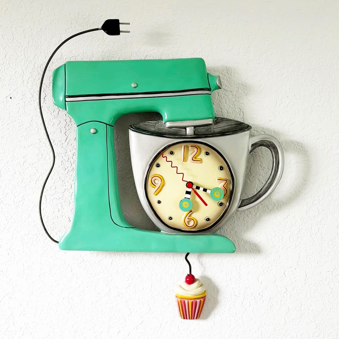 Whimsical, Vintage Style Mixer Clock, Mix It Up, Retro Kitchen, Kitchen ...