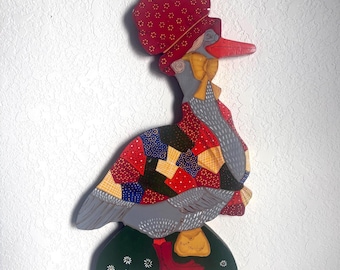 Hand-Painted Wooden Goose Folk Art Decor, 18” Tall, “Aunt Marilyn”