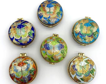 Vintage Cloisonné Butterfly Trinket Boxes, Choice of Color, Enamel Keepsake Box, Mini Jewelry Box, Butterfly Decor