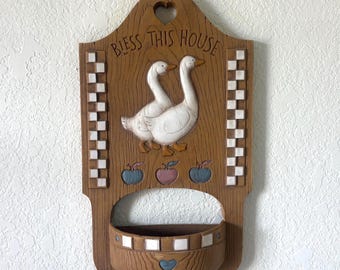 Bless This House Goose & Hearts Grannycore Wall Decor
