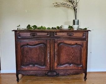 Antique Louis XV French Oak Buffet Sideboard 1800s 19th Century