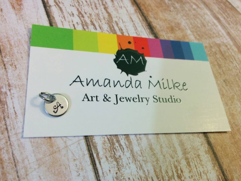 Initial add on hand stamped charm jewelry tag personalised