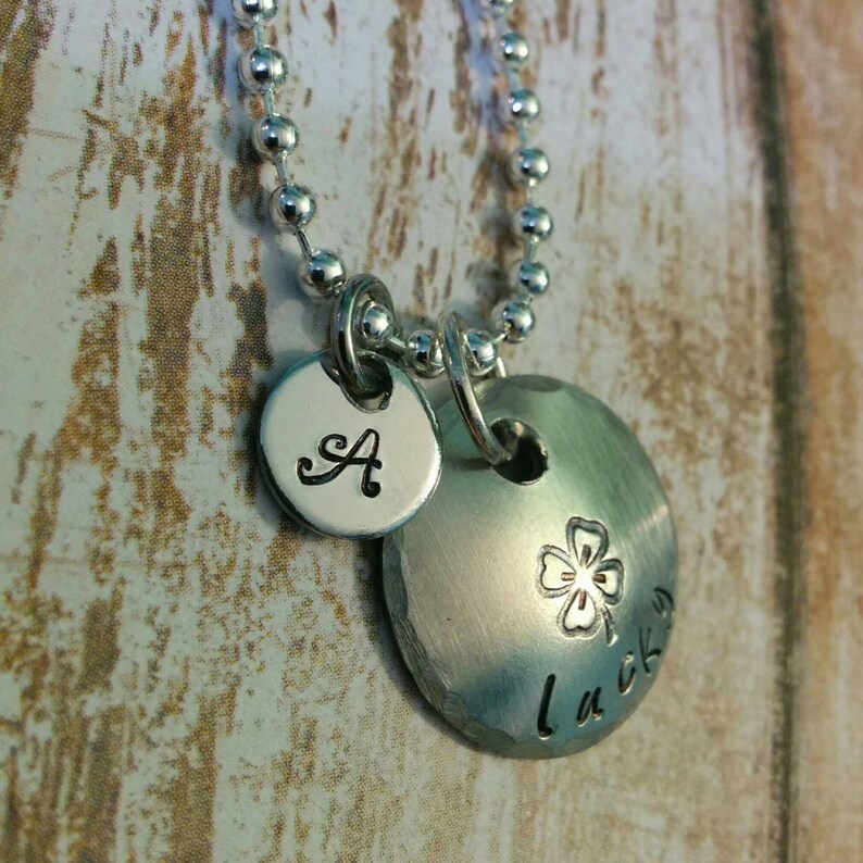 Initial add on hand stamped charm jewelry tag personalised