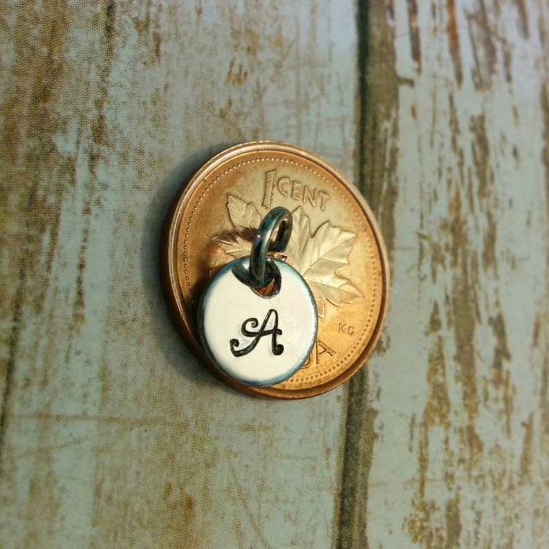 Initial add on hand stamped charm jewelry tag personalised