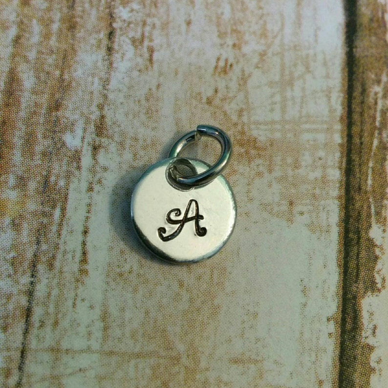 Initial add on hand stamped charm jewelry tag personalised