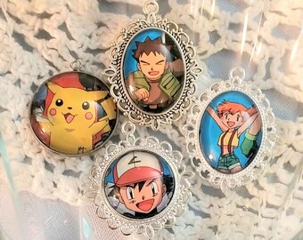 Pokemon Pendants | Upcycled Picture Book, necklaces / keychains