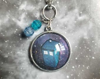 TARDIS Upcycled Comic Pendant Necklace