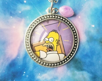 Shocked Homer Pendant Necklace, Upcycled Comic