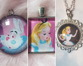 Alice in Wonderland Pendants, Upcycled Picture Book