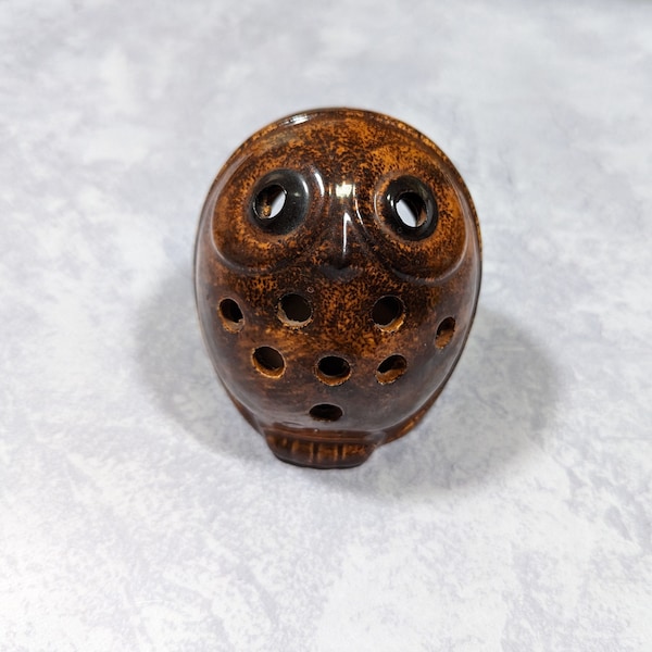 Vintage Ceramic Brown Owl Tealight Votive Candle Holder Made in Japan 3.5" Height