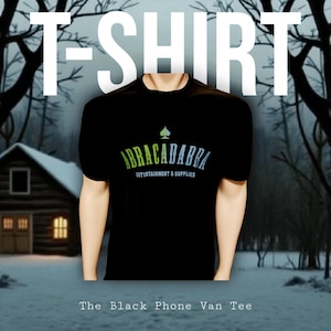 Abracadabra Entertainment & Supplies T-Shirt FULL COLOR - The Grabber - The Black Phone 2 Van - Ombre Blue/Green Design Tee Horror Nights