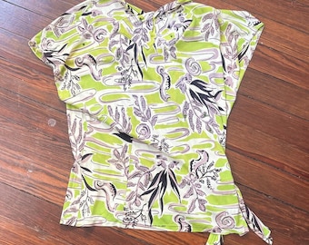 Vintage Tropical Printed Blouse