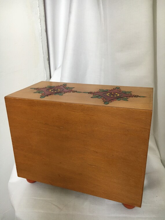 Carved and Painted Wood Jewelry Box - image 4