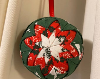 Handmade Quilted Holiday Ball Ornament