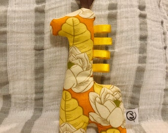 Handmade Fabric Giraffe Rattle Teething Toy