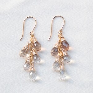 Imperial Topas Cluster Ohrringe: 14K Gold Filled, November Geburtsstein, elegante Kaskade