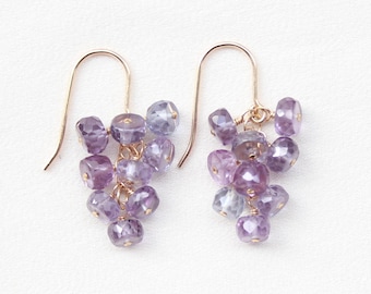 Purple Alexandrite Cluster Earrings: 14K Gold Filled, Elegant Cascade Earrings