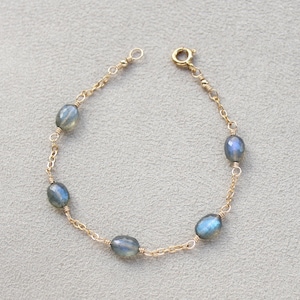 Labradorit Armband: Blue Flash Edelstein, 14K Gold Filled oder Sterling Silber