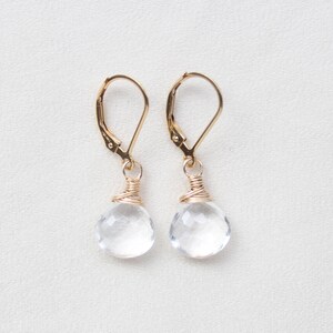 Natürliche Bergkristall Ohrringe: 14K Gold Fill, Bergkristall Edelstein, April Geburtsstein