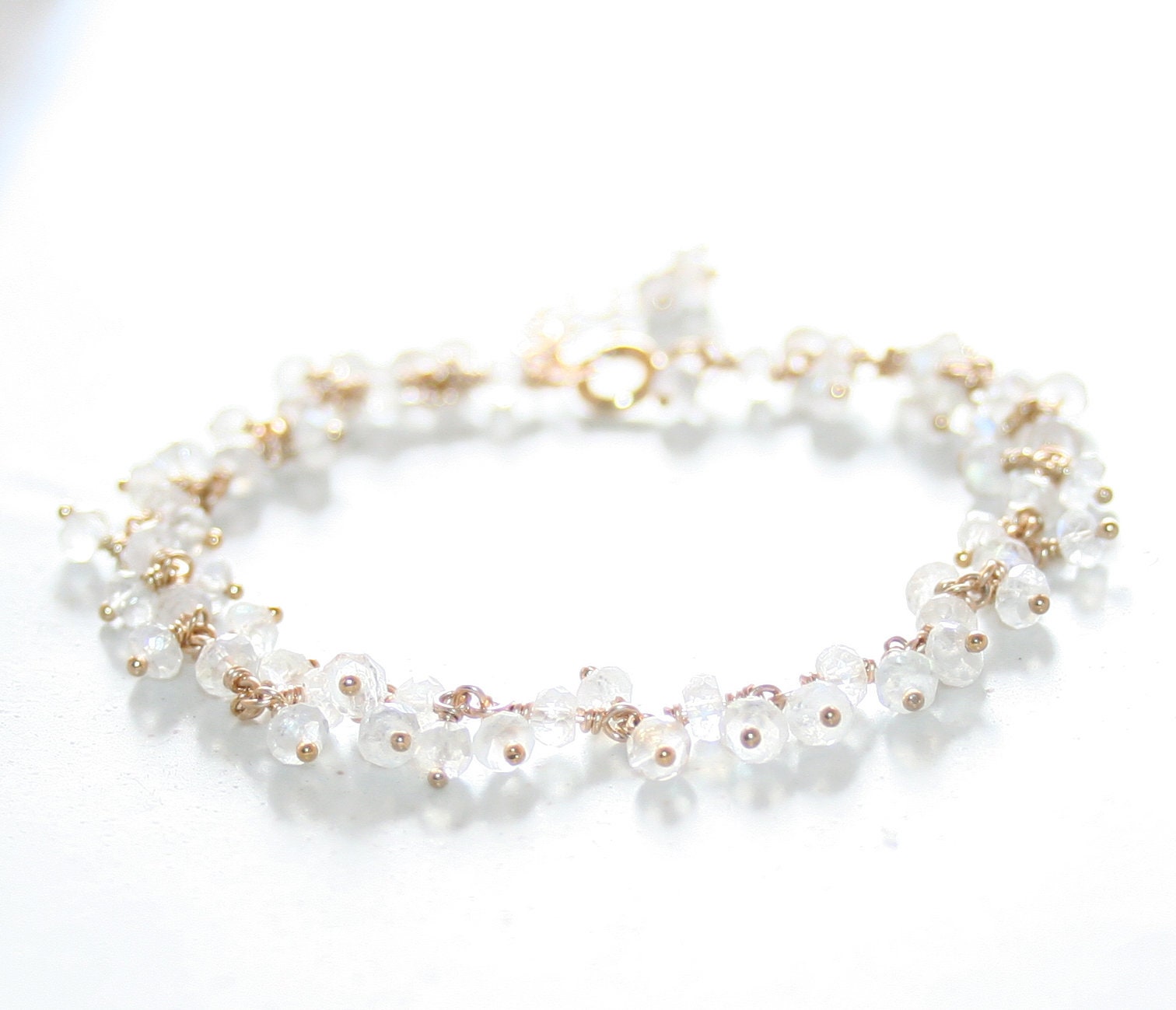 Moonstone Stellar Bracelet 14K Gold Filled White Gemstone | Etsy