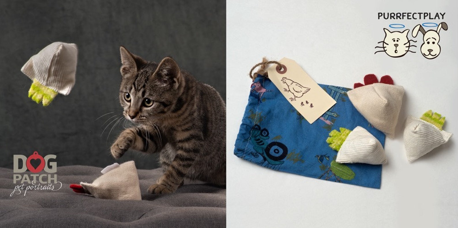 Catnip Free Cat Toys Jingle Hen and Chicks. Washable Unique Etsy