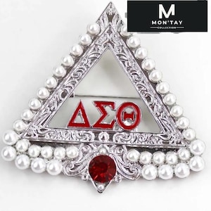 Broche Delta Sigma Theta pour sororité : bijoux triangle en plaqué or