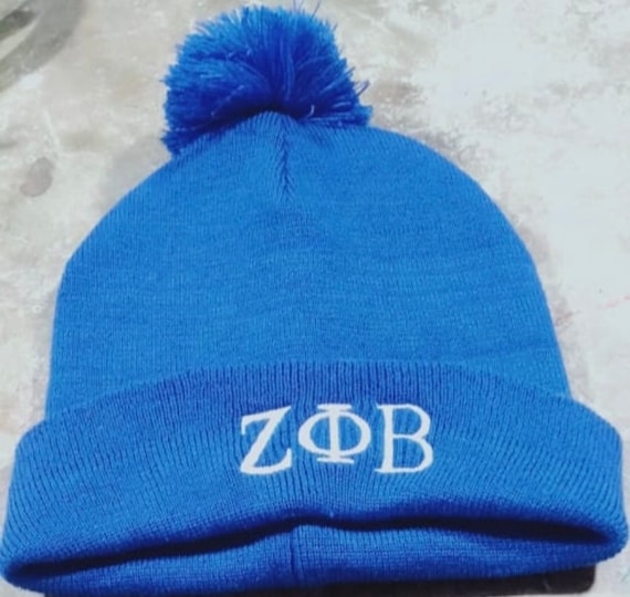Zeta‎ Phi Beta Beanie Black Women design with Blue and Silver Logo Zeta Phi Beta Z-Phi-B 1920 Blue and White Beanie by Big Boy  main image 3